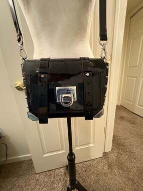 Michael Kors Manhattan Small Studded Patent Leather Messenger Bag